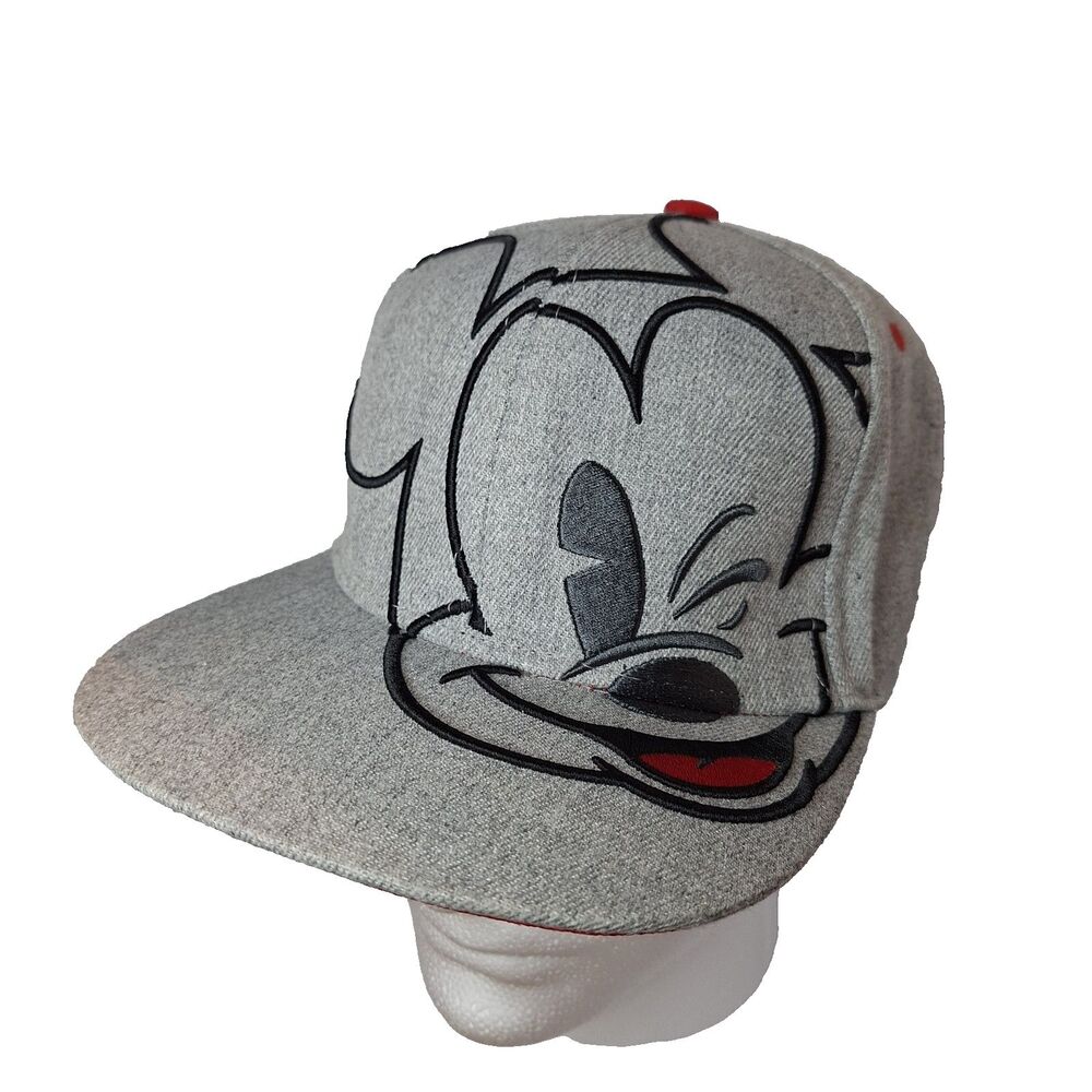 NWOT Disney Mickey Mouse (Gray, Winking) 3D Embroidered Snapback Baseball Cap